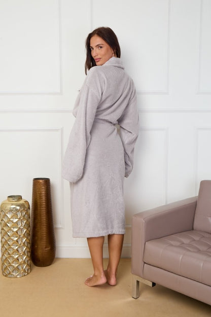 Unisex Terry Towelling 100% Cotton Shawl Collar Bathrobes Dressing Gown Robes
