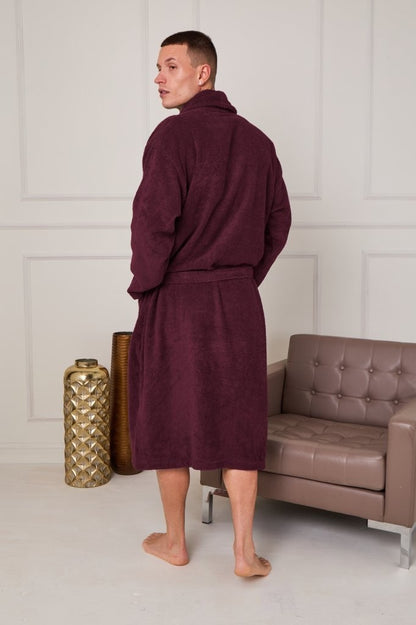 Unisex Terry Towelling 100% Cotton Shawl Collar Bathrobes Dressing Gown Robes