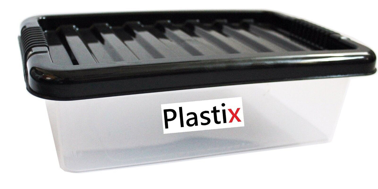 Plastic Storage Boxes Clear Box with Lid Office Stackable Containers 28L