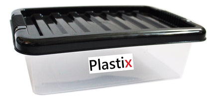 Plastic Storage Boxes Clear Box with Lid Office Stackable Containers 28L