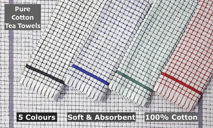 100% Cotton Terry Towelling Tea Towels | Pack of 6 | Kitchen Hand Towels Dish Cloth Super Absorbent Soft Touch