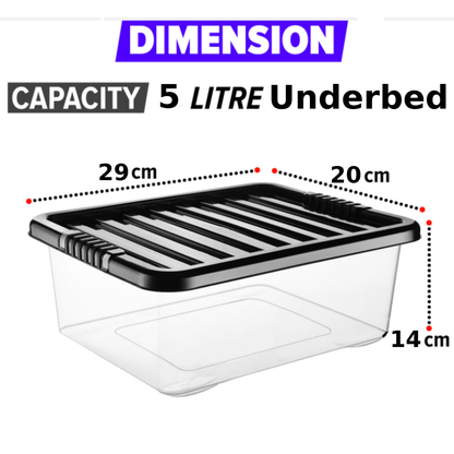Plastic Storage Boxes Clear Box with Lid Office Stackable Containers 28L
