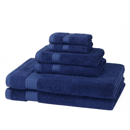 6 Piece 700GSM Bamboo Towel Set - Navy Blue