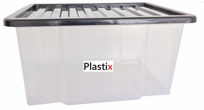 Plastic Storage Boxes Clear Box with Lid Office Stackable Containers 28L