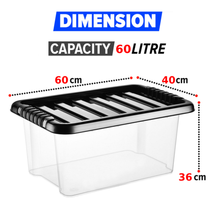 Plastic Storage Boxes Clear Box with Lid Office Stackable Containers 28L