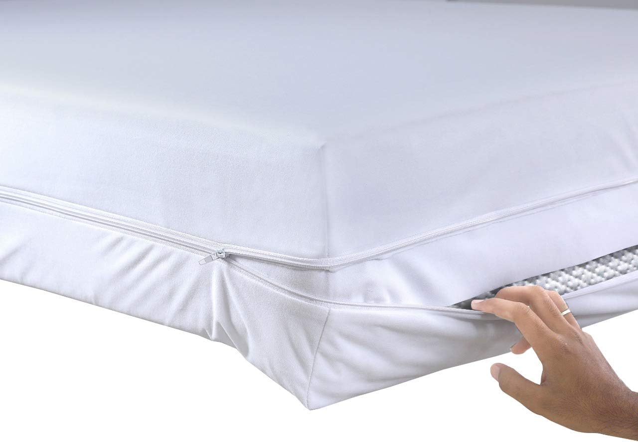 Anti allergy Bed bug full waterproof Single Zipper Mattress Total Encasement Protector cover White