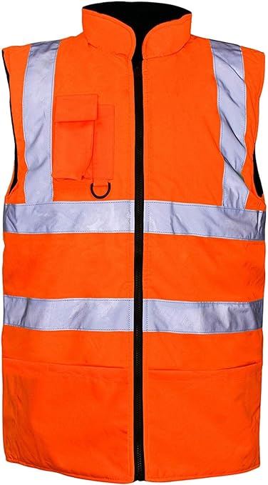 Hi Vis Bodywarmer Reversible Safety Reflective Sleeveless Jacket Workwear Vest