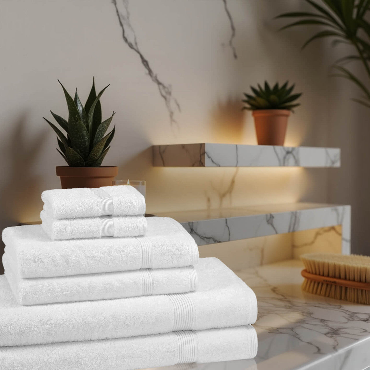6 Piece 600GSM Luxury Cotton Towel Bale Set — 2 face cloths, 2 hand towels + choice of 2 bath towels or 2 bath sheets in 6 colours