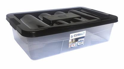 30 Litre Underbed Plastic Storage Boxes with lids, heavy duty, stackable boxes, Drawer Organiser Container Case