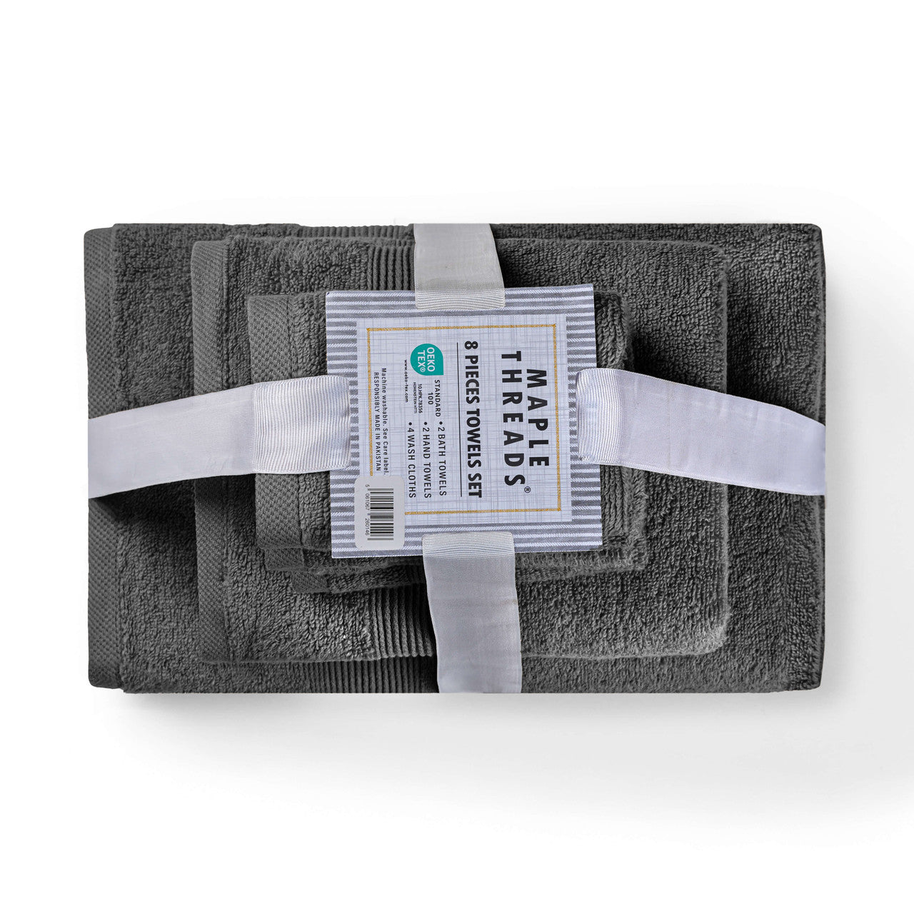 Navy 550 GSM Zero Twist Cotton Towel Bale Set stacked bathroom display