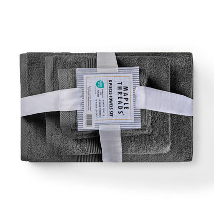 Navy 550 GSM Zero Twist Cotton Towel Bale Set stacked bathroom display