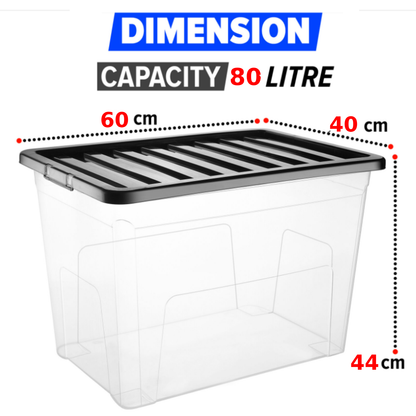 Plastic Storage Boxes Clear Box with Lid Office Stackable Containers 28L