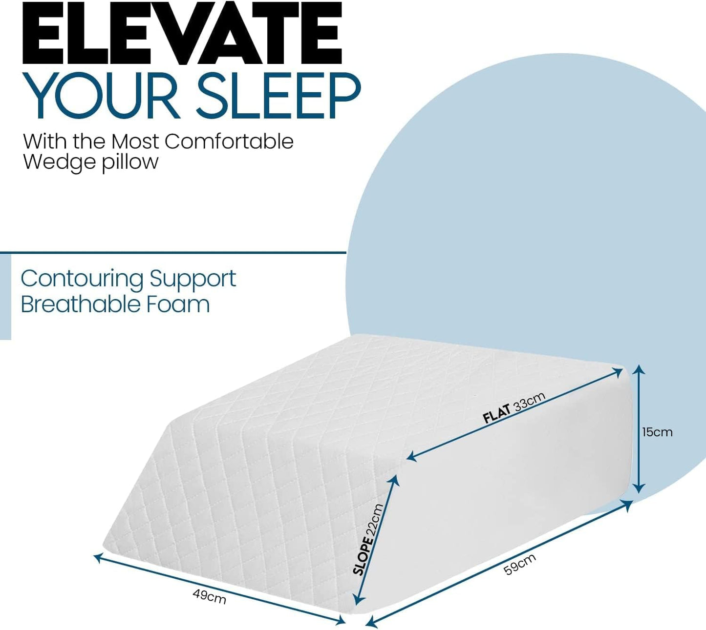 Leg Elevation Pillow, Wedge Memory Foam Support Cushion with Washable Cover, Improve Circulation & Reduce Pain, Bed Leg Rest Pillow for Post Surgery, Reading, Sleeping