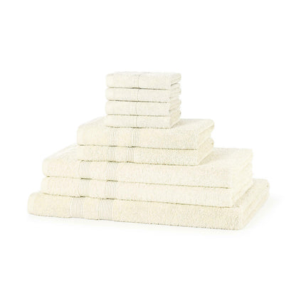 9 piece 500GSM cotton towel bale set stacked showing heavyweight thick pile and premium finish