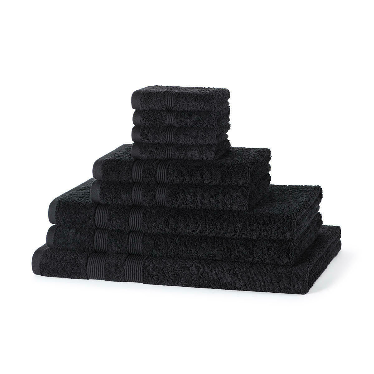 500GSM cotton 9 piece towel bale set in Black — modern deep tone bathroom towel bundle