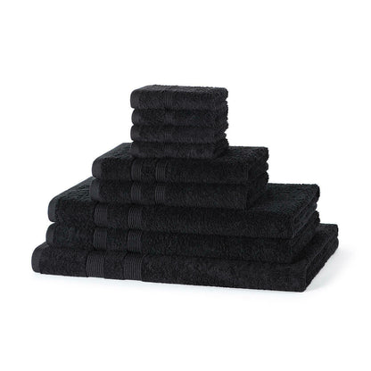 500GSM cotton 9 piece towel bale set in Black — modern deep tone bathroom towel bundle
