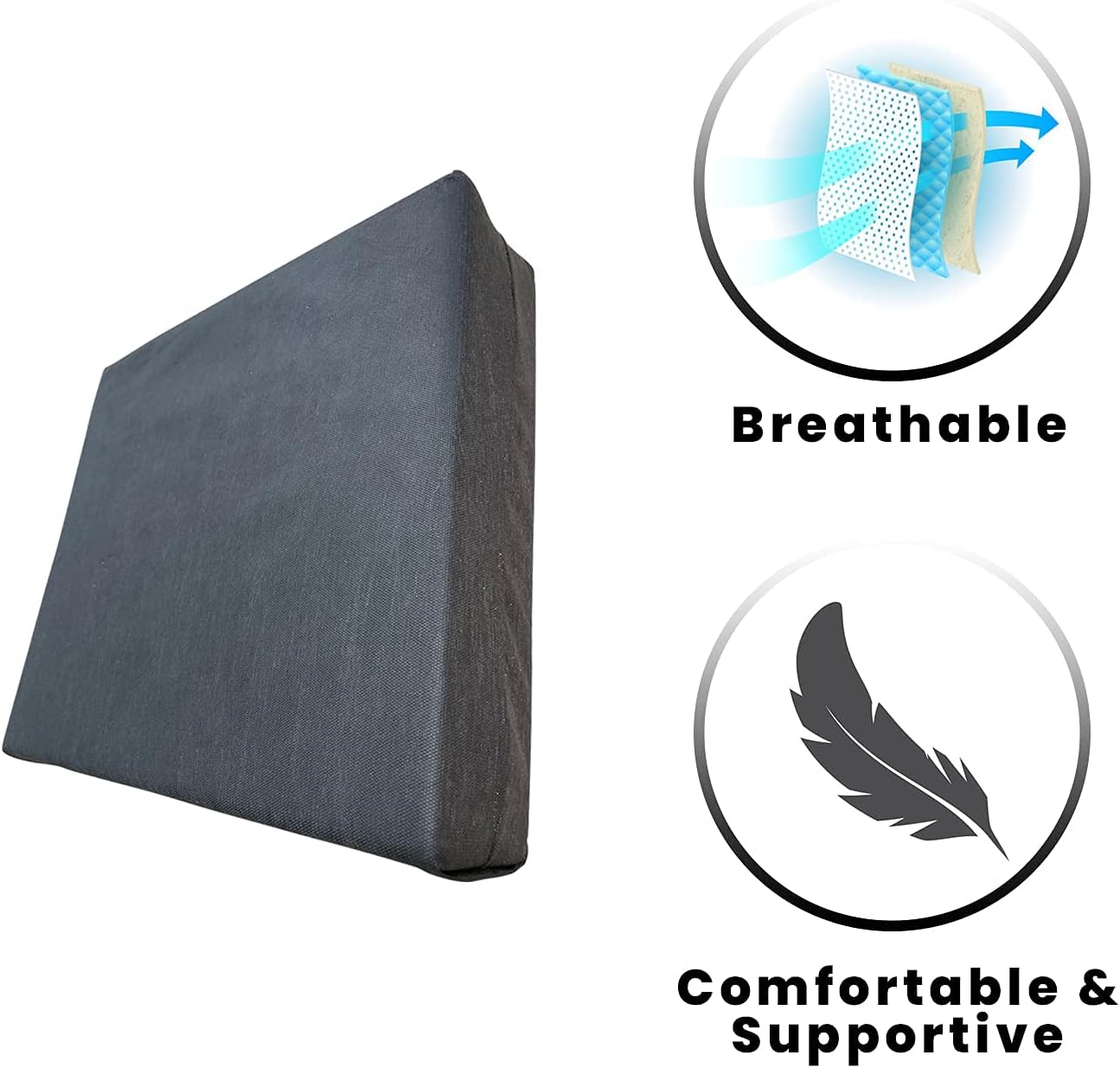 Memory Foam Soft touch Vinyl Covered Wheelchair/Seat Cushion Full Support, Elderly, Comfort Seat Aid, Multiple uses, Chair Cushion, Scooter, Everyday use Wipe Clean with Fixing Straps