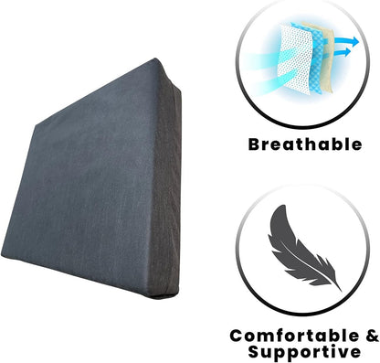 Memory Foam Soft touch Vinyl Covered Wheelchair/Seat Cushion Full Support, Elderly, Comfort Seat Aid, Multiple uses, Chair Cushion, Scooter, Everyday use Wipe Clean with Fixing Straps