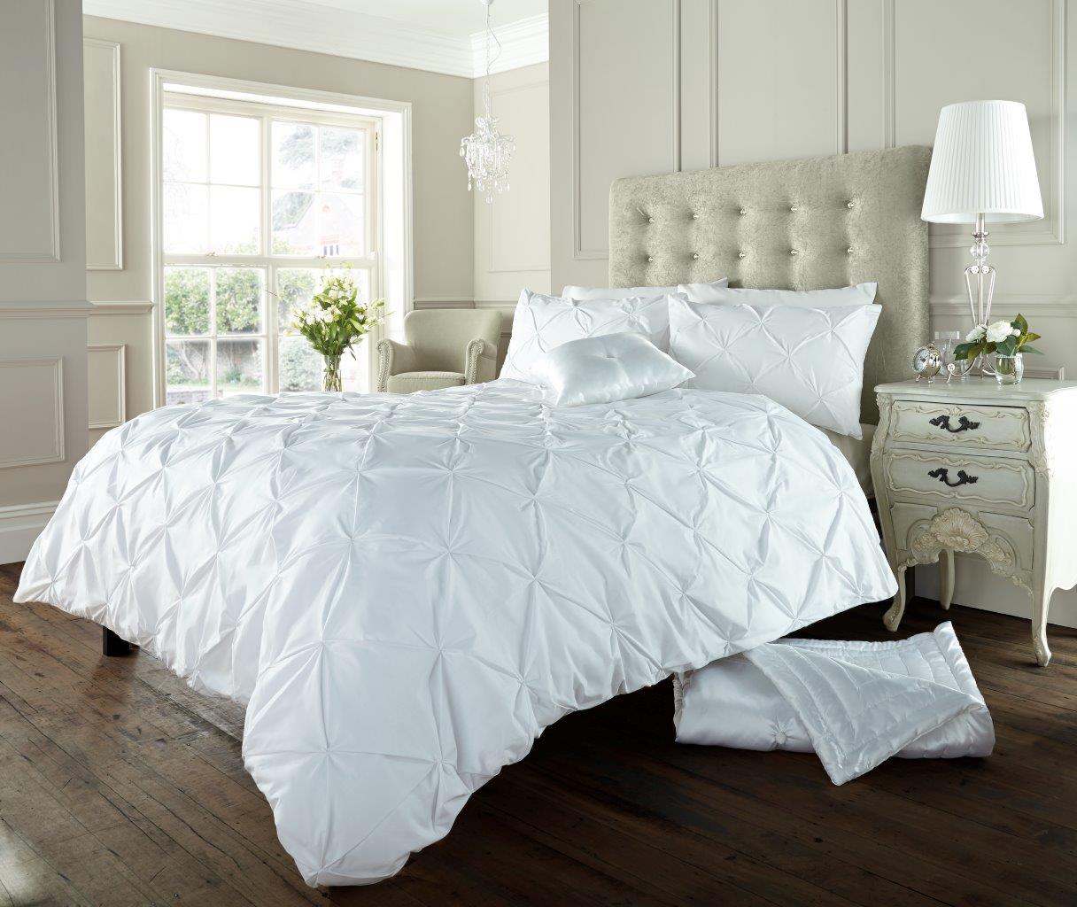 Pintuck Pleated Alford Duvet Cover Set Bedding With Pillowcase All UK Sizes