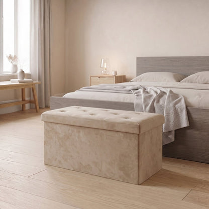 Alfredo Diamond Storage Ottoman – Velvet Folding Storage Box with Diamanté Detail | Black, Grey, Charcoal, Mink & Pink