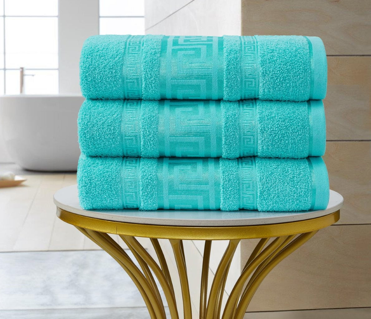 Regent Greek Towels – 100% Egyptian Cotton Towel Set – Luxury Hotel Quality Bath Towels – Soft & Absorbent – Large, Hand & Face Towels – Quick Dry –Bath Sheet, Bath Towel, Face Towel, Jumbo Bath Sheet