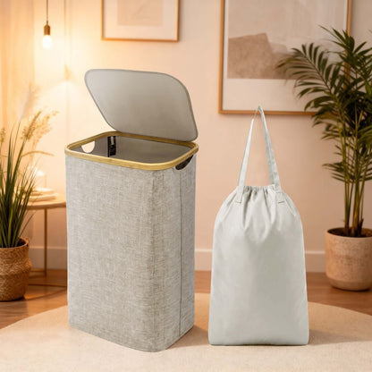 Nimora Home Bamboo Laundry Basket with Lid – Natural Clothes & Linen Storage Hamper