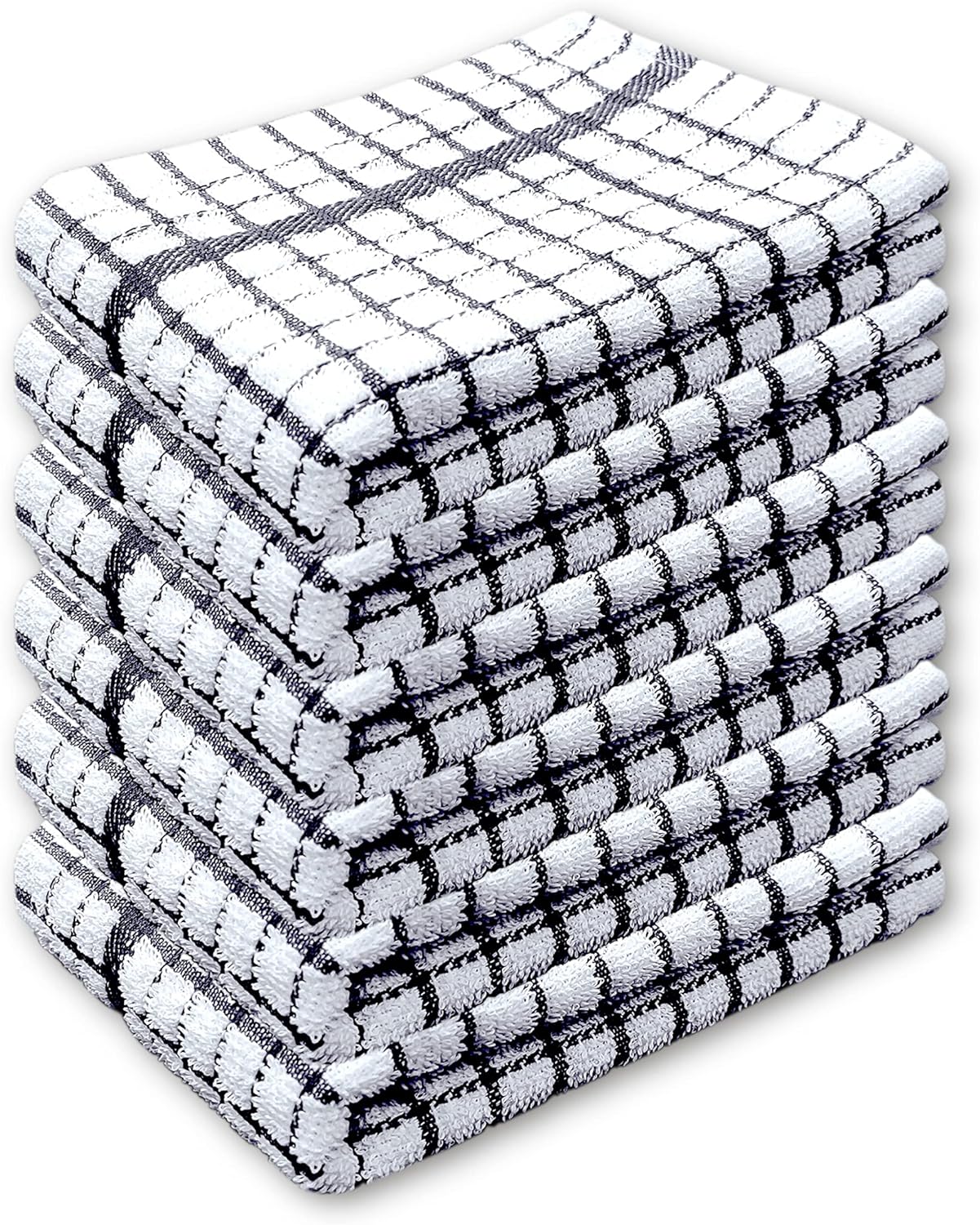 100% Cotton Terry Towelling Tea Towels | Pack of 6 | Kitchen Hand Towels Dish Cloth Super Absorbent Soft Touch
