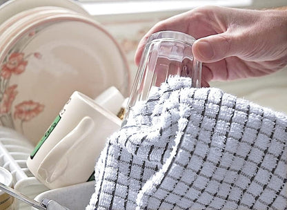 100% Cotton Terry Towelling Tea Towels | Pack of 6 | Kitchen Hand Towels Dish Cloth Super Absorbent Soft Touch