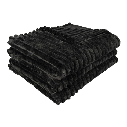 Ribbed Throws Fleece Blanket Chunky Cord Faux Fur Large Size Sofa Bed Corded