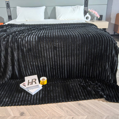 Ribbed Throws Fleece Blanket Chunky Cord Faux Fur Large Size Sofa Bed Corded