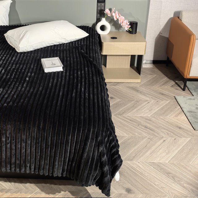 Ribbed Throws Fleece Blanket Chunky Cord Faux Fur Large Size Sofa Bed Corded