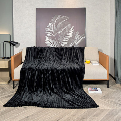 Ribbed Throws Fleece Blanket Chunky Cord Faux Fur Large Size Sofa Bed Corded