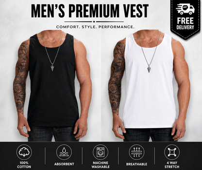 Men's Cotton Vest Tops Sleeveless Gym Tank Tops