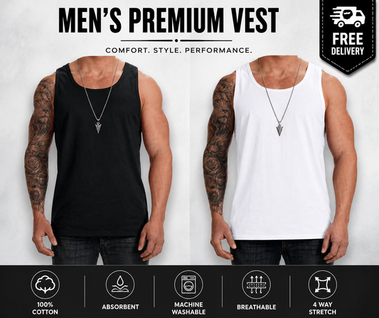 Men's Cotton Vest Tops Sleeveless Gym Tank Tops