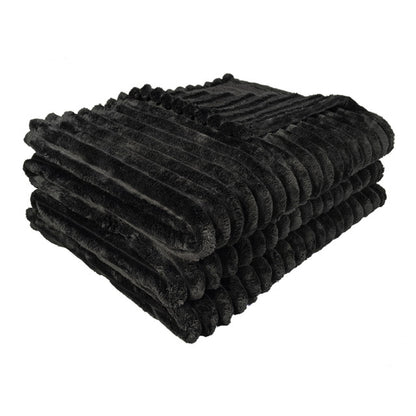 Ribbed Throws Fleece Blanket Chunky Cord Faux Fur Large Size Sofa Bed Corded