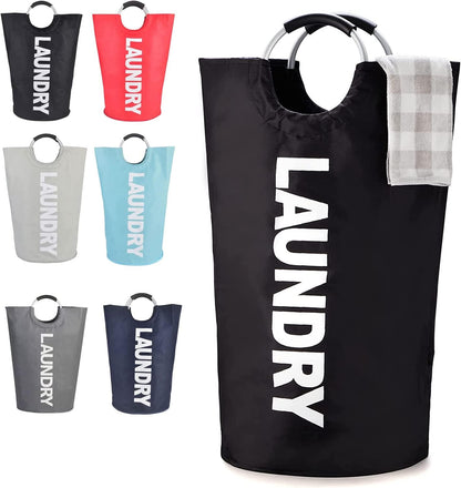 90L Large Collapsible Laundry Basket with Handles Large Washing Laundry Hamper Foldable Wash Bin Waterproof Clothes Bag Storage Bucket (6 Colors) for Bedroom & Bathroom