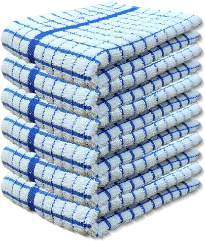 100% Cotton Terry Towelling Tea Towels | Pack of 6 | Kitchen Hand Towels Dish Cloth Super Absorbent Soft Touch