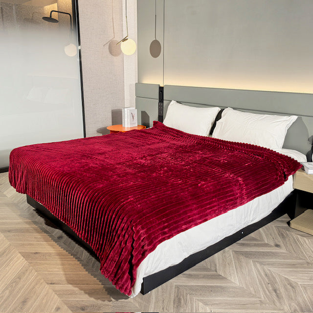 Ribbed Throws Fleece Blanket Chunky Cord Faux Fur Large Size Sofa Bed Corded