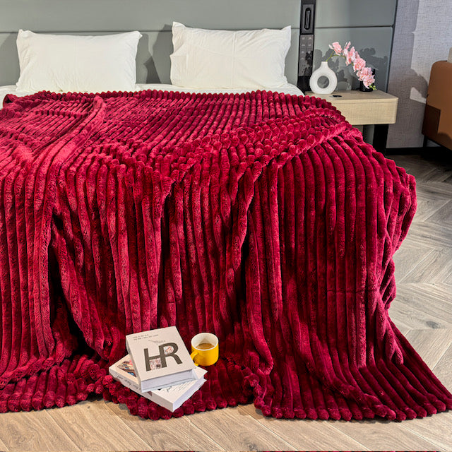 Ribbed Throws Fleece Blanket Chunky Cord Faux Fur Large Size Sofa Bed Corded