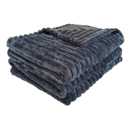 Ribbed Throws Fleece Blanket Chunky Cord Faux Fur Large Size Sofa Bed Corded