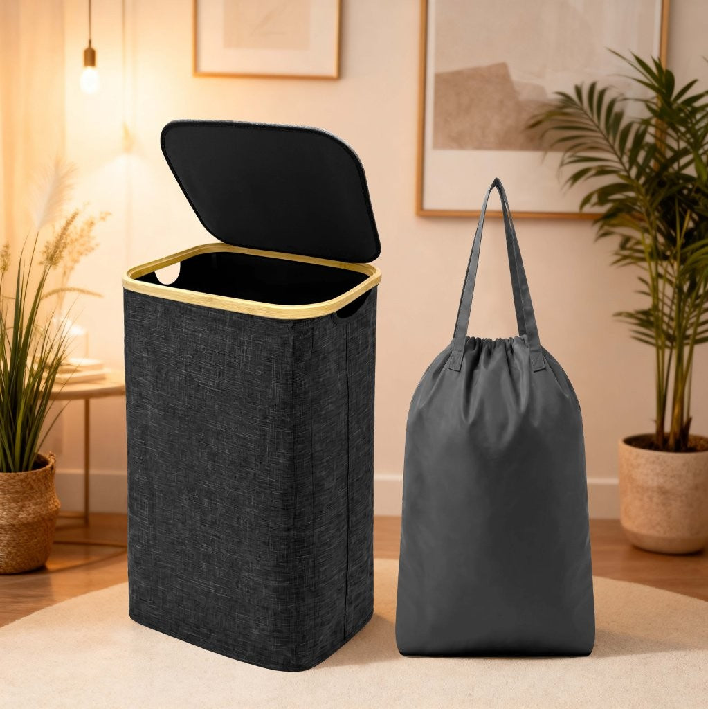 Nimora Home Bamboo Laundry Basket with Lid – Natural Clothes & Linen Storage Hamper