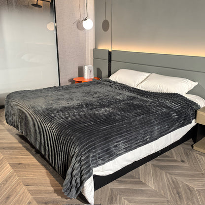 Ribbed Throws Fleece Blanket Chunky Cord Faux Fur Large Size Sofa Bed Corded