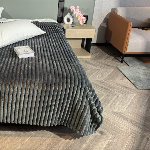 Ribbed Throws Fleece Blanket Chunky Cord Faux Fur Large Size Sofa Bed Corded