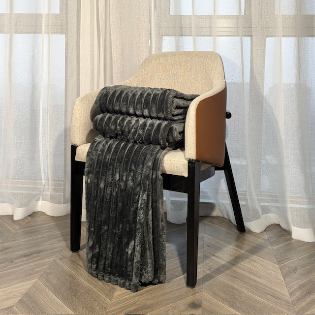 Ribbed Throws Fleece Blanket Chunky Cord Faux Fur Large Size Sofa Bed Corded