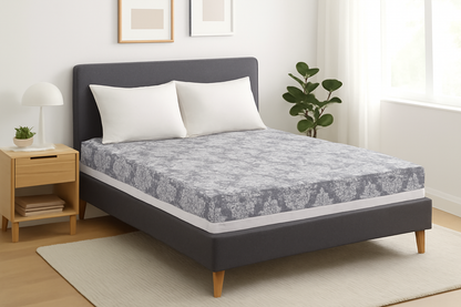 Zipped Mattress Protector Cover Double King Size – Bed Bug Proof Floral Print Mattress Encasement – Breathable Waterproof Dustproof Anti-Allergy Total Enclosure for Full Protection