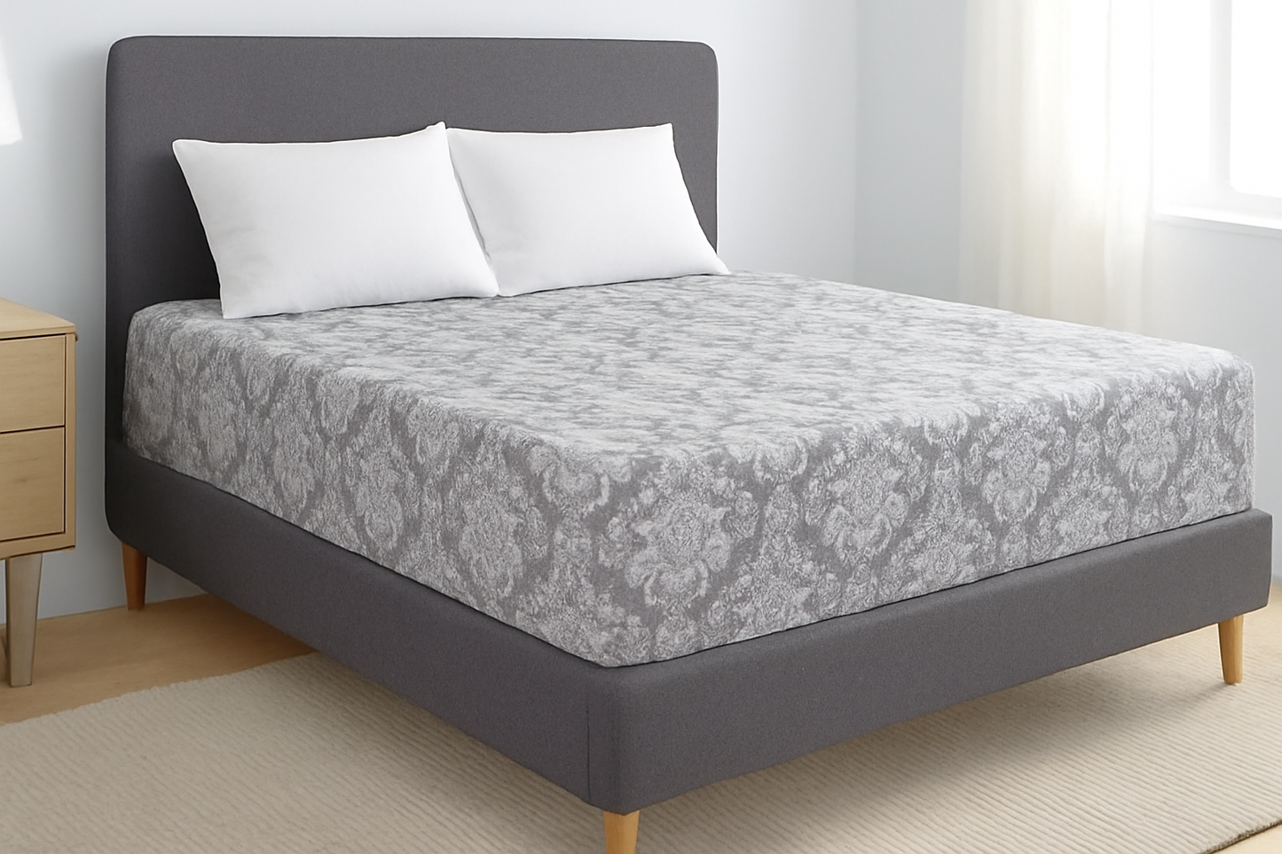 Zipped Mattress Protector Cover Double King Size – Bed Bug Proof Floral Print Mattress Encasement – Breathable Waterproof Dustproof Anti-Allergy Total Enclosure for Full Protection