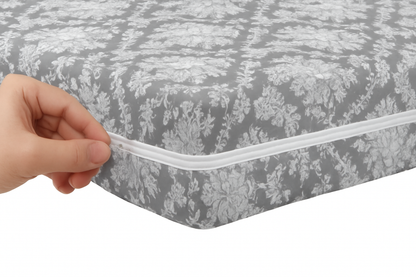 Zipped Mattress Protector Cover Double King Size – Bed Bug Proof Floral Print Mattress Encasement – Breathable Waterproof Dustproof Anti-Allergy Total Enclosure for Full Protection