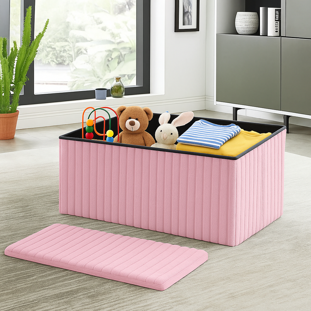 Premium Ottoman Storage Box House Pouffes Bench Seat Foldable Foot Stool UK Size