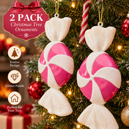 2 Pack XL Sweet Decorations - White/Pink | Christmas Tree Ornaments