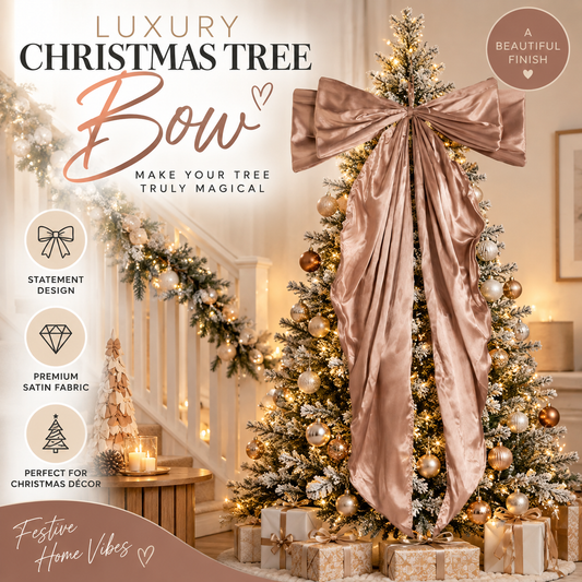 Satin Tree Bow - Natural | Oversized Christmas Tree Decoration